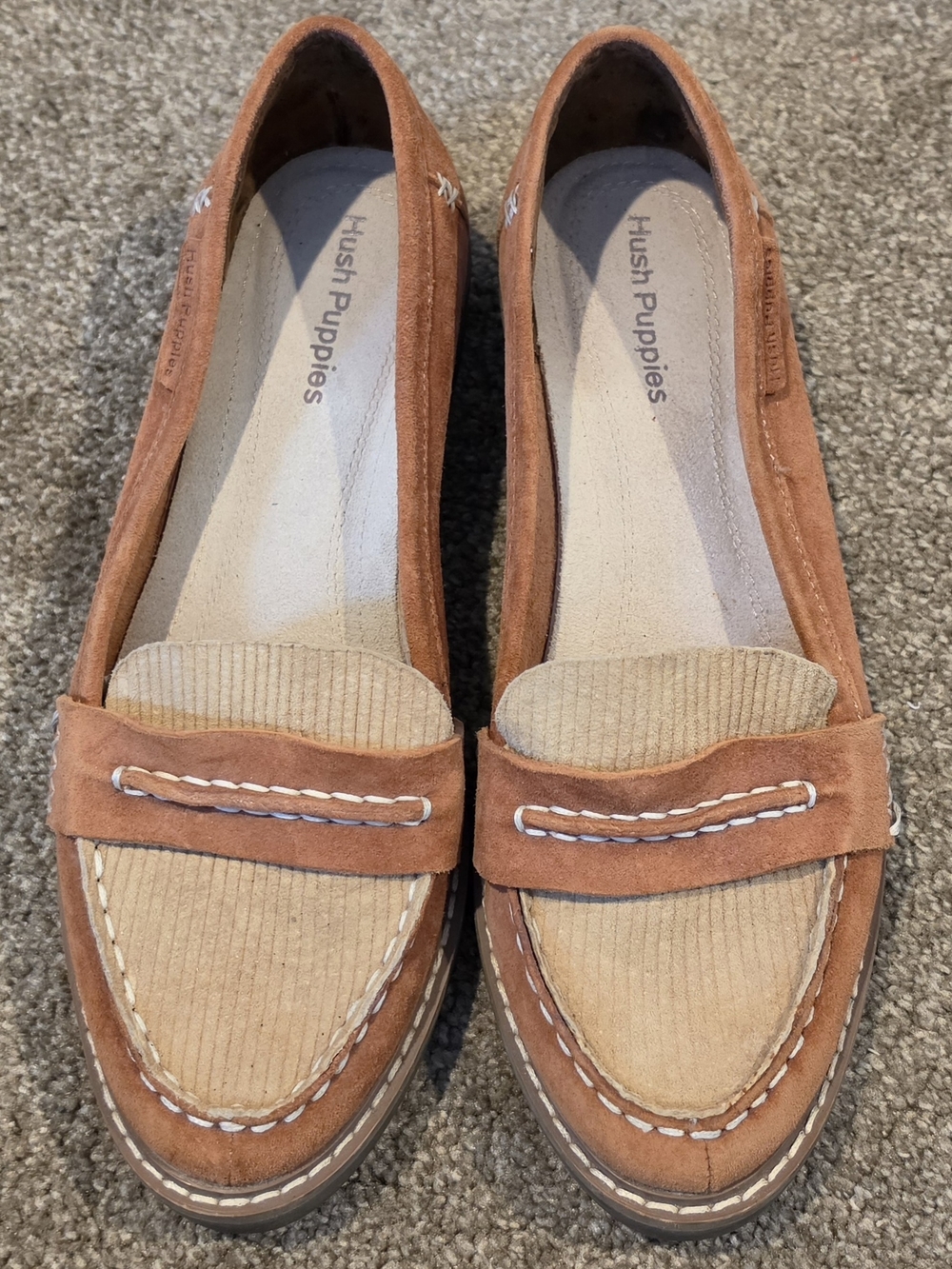 Hush Puppies Women's Suede Penny Loafers in Tan Brown